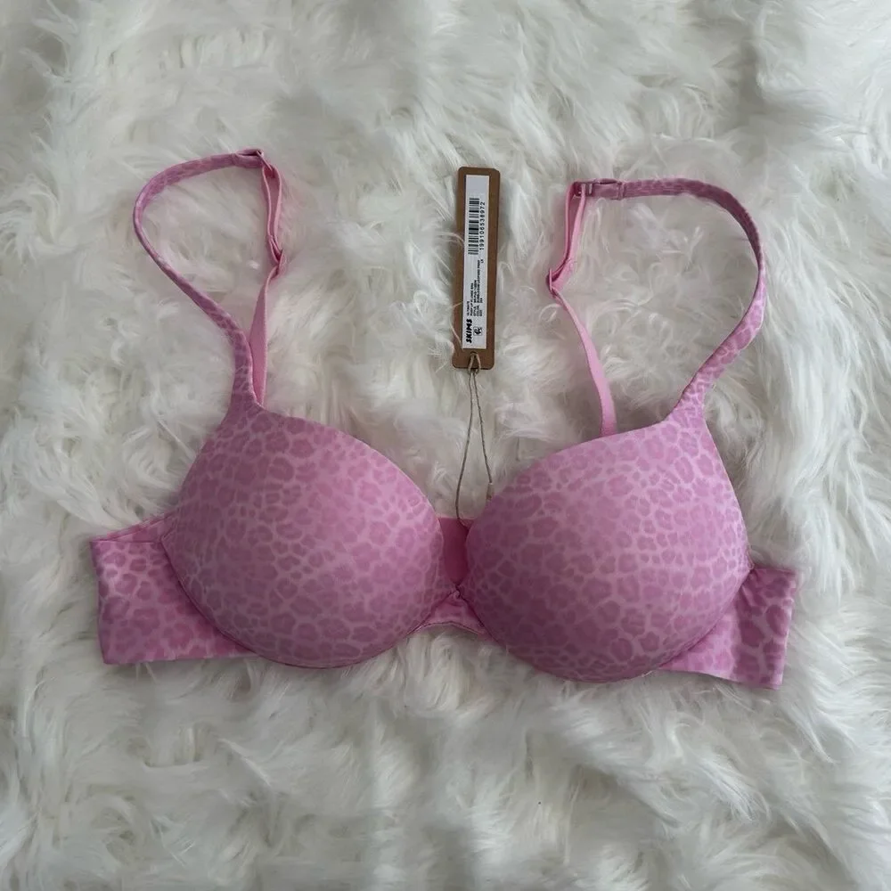 Skims Ultimate Teardrop Push-up Bra Bubblegum Leopard Print Size 32A - Picture 2 of 8